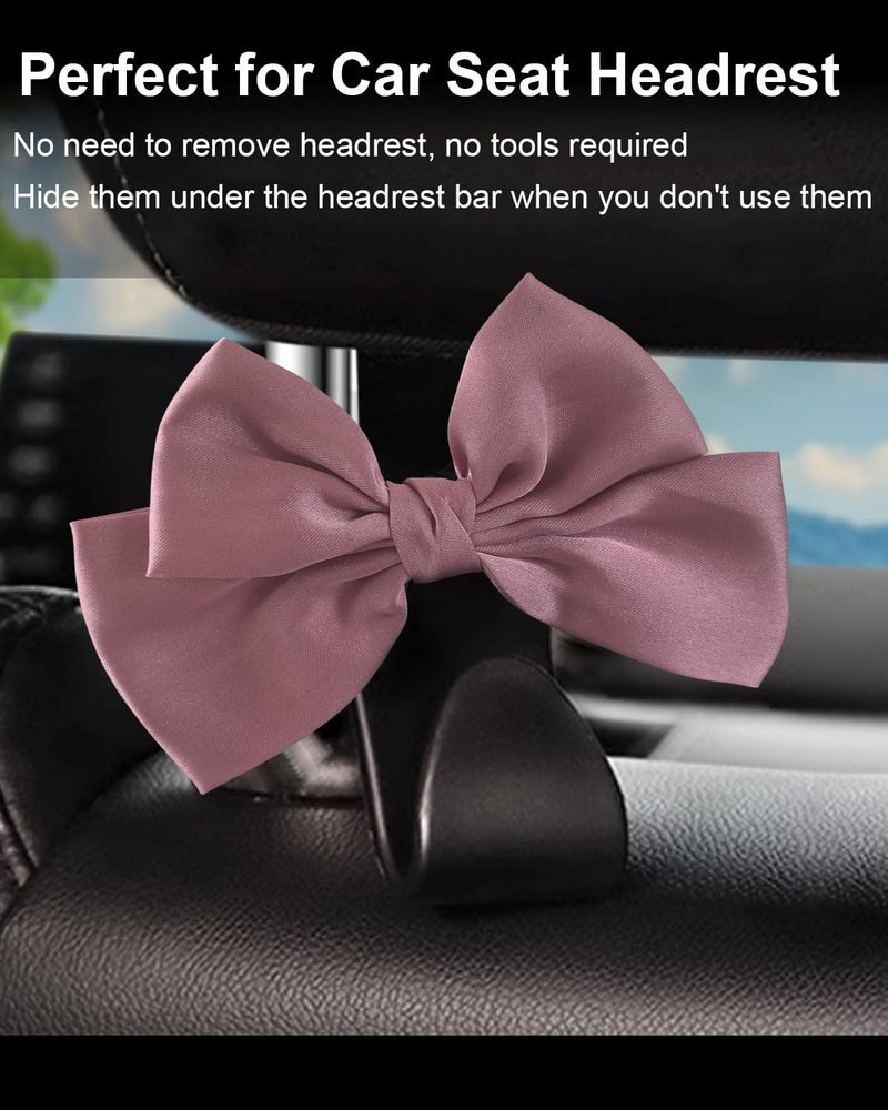 BVGACI 2 Pack Car Purse Hooks, Cute Bow Car Seat Headrest Hook Hanger for Purses and Bags (Leather pink) - Image 3